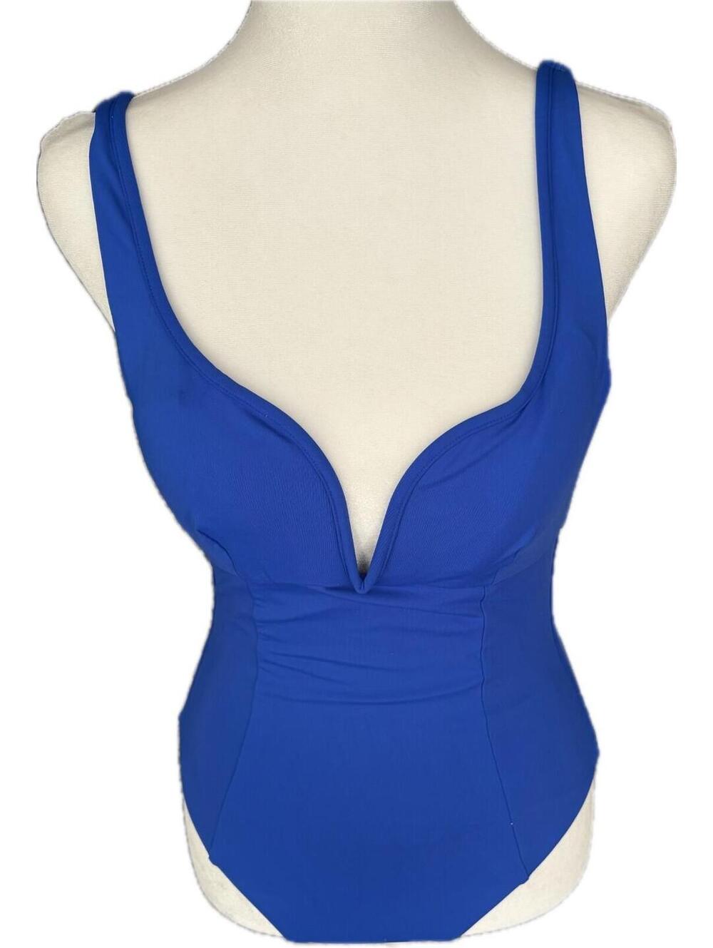 BECCA Color Code V-Wire One Piece Swimsuit Blue Open Back Size M NWT